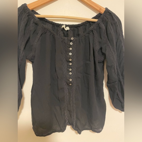 Forever 21 Peasant Black Blouse- light and flowy! - Picture 2 of 5